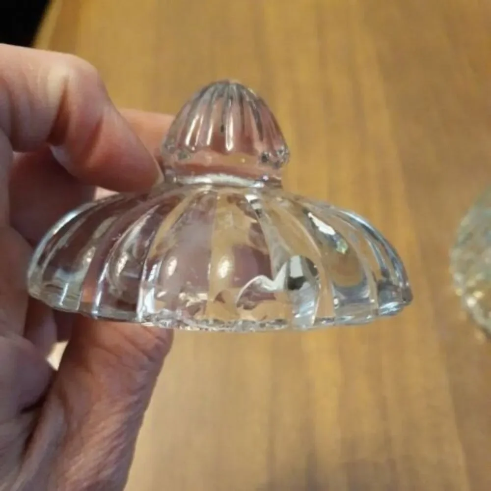 Jeannette Glass Relish Jar with Lid National Clear Ribbed & Dot Design